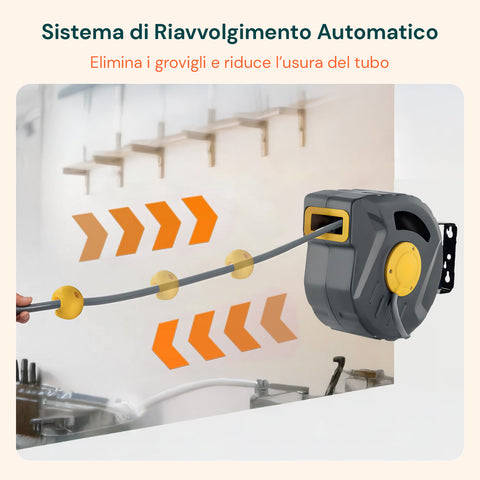 daimann tubo aria compressa 10m avvolgitore automatico con staffa da parete ean 8056590070246