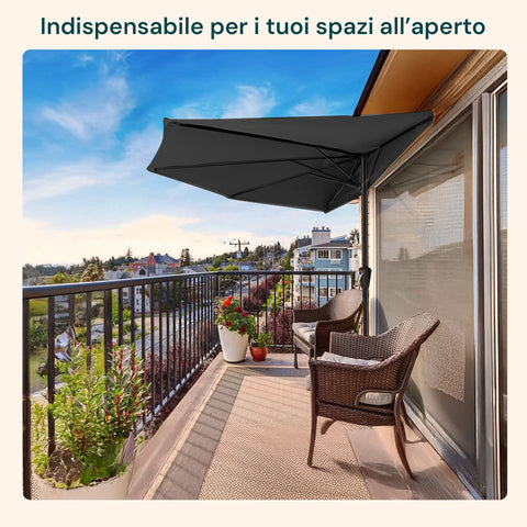garden friend ombrellone a parete mezzaluna 27m antracite con palo in alluminio ean 8023755068608