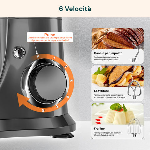 jordan casa impastatrice planetaria multifunzione con accessori completi e motore potente 1900w ean 0805698117425