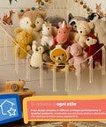 keiki amaca angolare da parete porta giocattoli in cotone rete per peluche salvaspazio 105x140x105 cm kit di montaggio con ganci e fischer inclusi ean 8056590110065