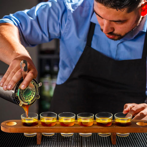 oem porta bicchierini chupitos in legno con 6 shot glass da 40ml 45 cm ean 4029811318032