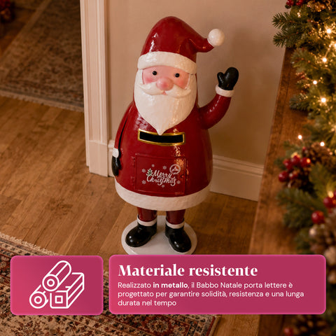 saint joy dear santa statua babbo natale porta lettere in metallo sportello ad apertura manuale altezza 545 cm dimensioni 28x19x545 cm ean 8050043127785
