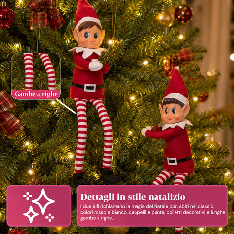 saint joy elfi di natale set 2 pezzi flessibili h40 cm 2 fantasie ean 8050043128430
