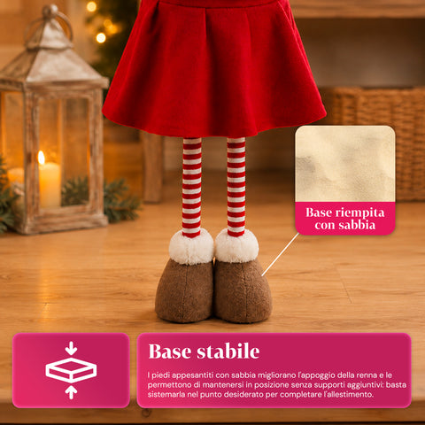 saint joy renna natalizia estendibile 45 80 cm con gambe telescopiche struttura in ferro 2 outfit scandinavo o country ean 8056819079593