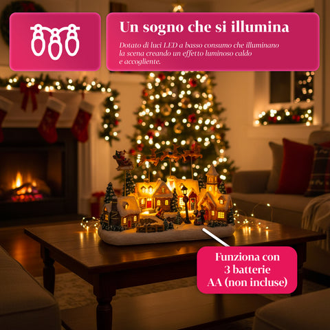saint joy villaggio di natale animato frostvale con luci led musica e slitta in movimento ean 8050043127440