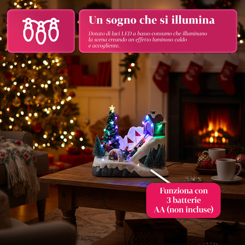 saint joy villaggio di natale animato glimmerpine con luci led musica e pista in movimento ean 8050043127464