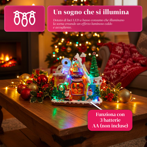 saint joy villaggio di natale animato northlight con luci led musica e albero rotante ean 8050043127457