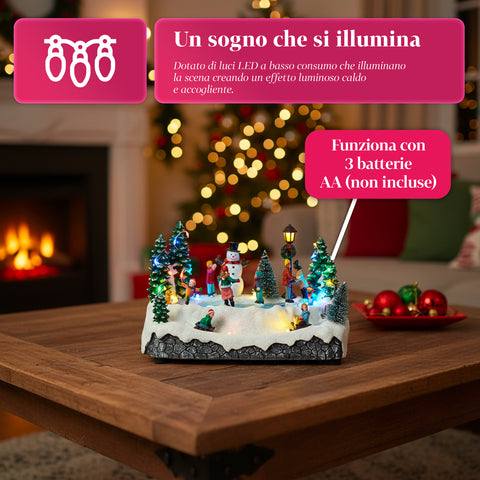 saint joy villaggio di natale animato silentpark con luci led musica e pattinatori in movimento ean 8050043127495