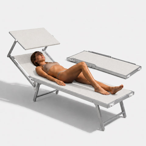 zendea lettino prendisole pieghevole in alluminio e textilene con tettuccio parasole 360 schienale reclinabile e portata 150kg ean 8056819032680