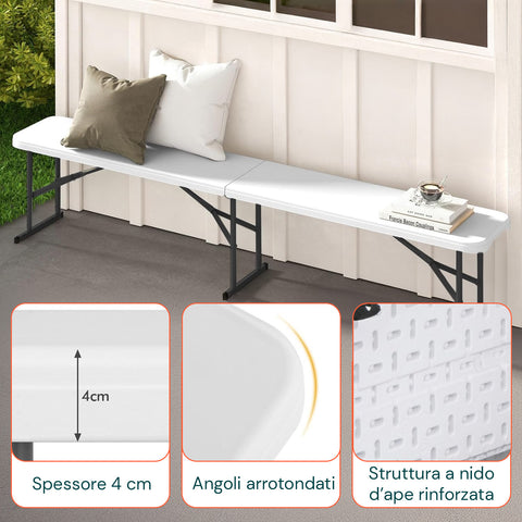zendea panca pieghevole bianco 180x28x44cm modello stilo da giardino o casa ean 8050030810607