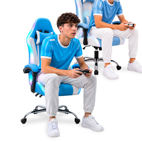 nexor sedia gaming ergonomica con luci rgb e cuscino lombare massaggiante poltrona ufficio reclinabile con telecomando ean 8056819078855