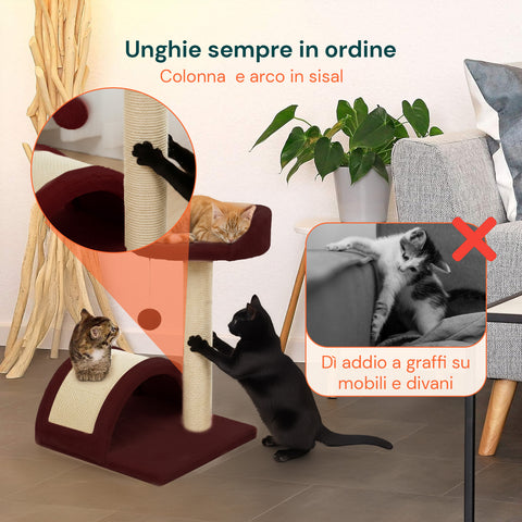puppy lovers tiragraffi per gatti 50 cm con arco in sisal e gioco pendente ean 8054806950641