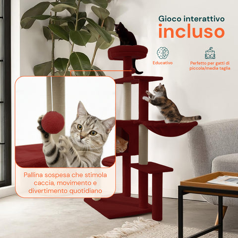 puppy lovers tiragraffi per gatti 120 cm con cuccia e amaca multilivello varie colorazioni ean 8054806950542