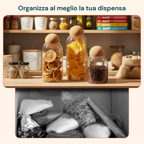 avilia barattoli in vetro con tappo in sughero da 1000 800 e 500 ml resistenti ean 8056819053555