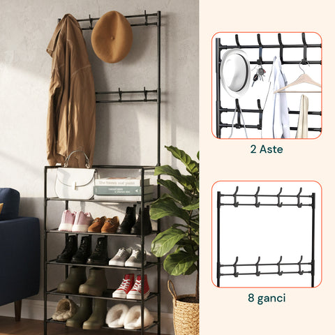 avilia home appendiabiti multiuso con 5 ripiani in tnt e 2 aste portabiti capienza 10 paia ean 8056819052909