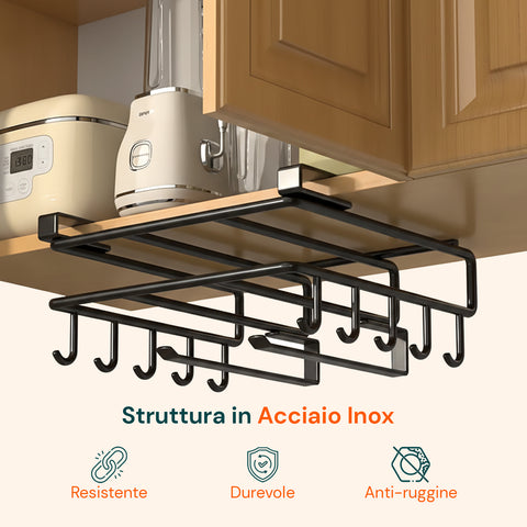 avilia home mensola sottopensile cucina con ganci e porta rotolo salvaspazio ean 8052879010828