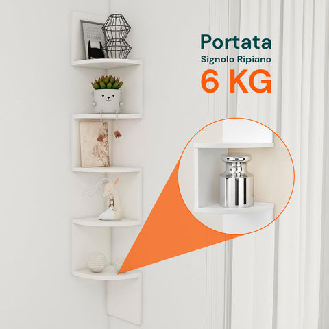 avilia home scaffale angolare bianco a 5 ripiani salvaspazio per casa ean 8052879010606