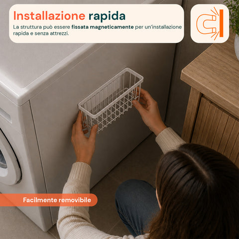 avilia home set 2 cestini magnetici multiuso in acciaio organizer portaoggetti salvaspazio a griglia installazione senza fori portata max 5 kg ean 8052879011979