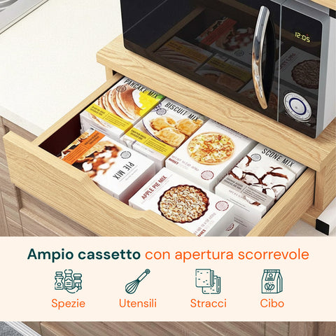 avilia home supporto microonde da cucina in legno con cassetto e ripiano superiore ean 8052879010781