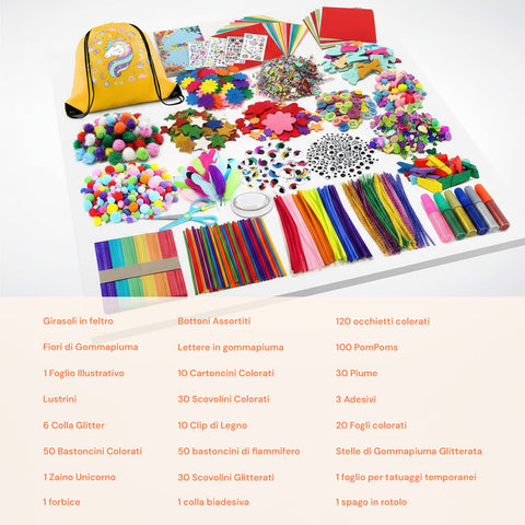 avilia kit creativo bambini 4 12 anni con zaino unicorno e 100 pezzi ean 8056819053623