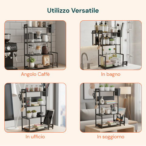 avilia scaffale da cucina 3 livelli in ferro con porta utensili e supporto tagliere ean 8056819053531