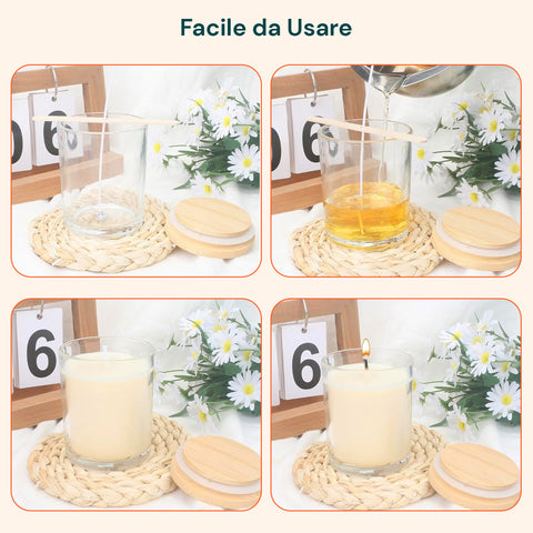 avilia set 15 barattoli in vetro per candele da 170 ml con coperchio in bambu ean 8056819053593