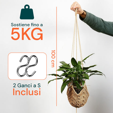 avilia set 2 portavasi in macrame intrecciato a mano con ganci a s ean 8056819053371