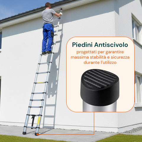 daimann scala telescopica professionale 13 gradini in acciaio uso domestico e lavoro ean 8056590070628