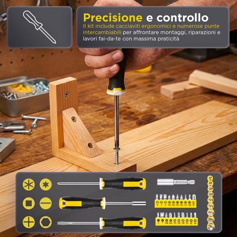 daimann set attrezzi da lavoro 158 pezzi con valigetta cricchetto martello e pinze ad impugnatura ergonomica ean 8056590070444