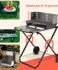 garden friend barbecue pieghevole in acciaio smaltato nero con ruote 60x80x84cm ean 8023755029548