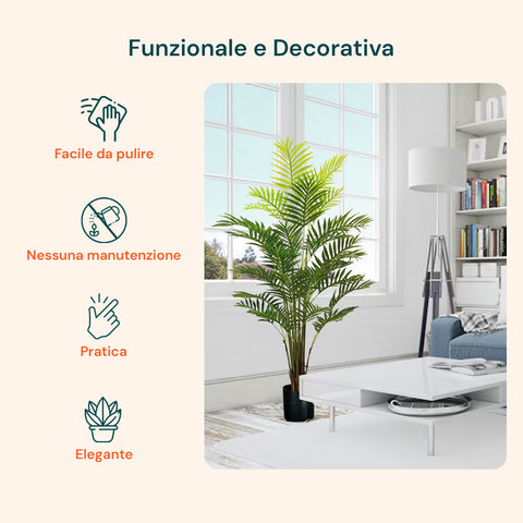 garden friend pianta palma areca in polietilene con 33 foglie e vaso con muschio 160cm ean 8023755056483