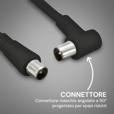 omega cavo coassiale antenna tv 3m maschio maschio con adattatore nero ean 8051191550272