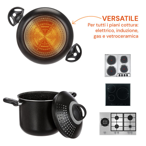 pensofal casseruola alta antiaderente per induzione 3l biostone con doppio fondo inox ean 8020173085804