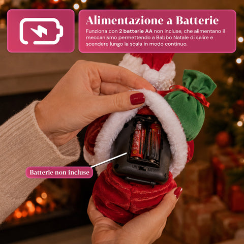 saint joy babbo natale sulla scala animato con musica decorazione h72 cm ean 8050043127938