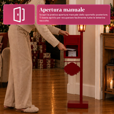 saint joy deerpost cassetta portalettere natalizia con lanterna led e sportello posteriore decorazione in metallo con cartello appeso alta 925 cm ean 8050043127815