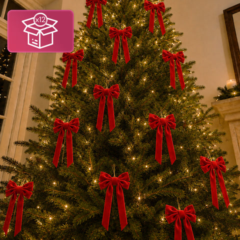 saint joy fiocchi per albero di natale in velluto rosso set 12 10x21 cm ean 8050043128492