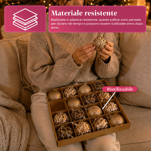 saint joy palline di natale set 16 pezzi assortiti a6 cm oro o argento ean 8050043128249