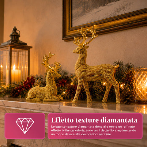saint joy renne natalizie dorate set 2 pezzi in resina distesa ed eretta ean 8050043127983