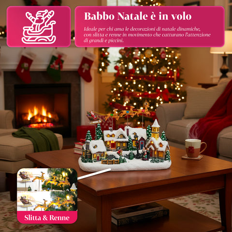saint joy villaggio di natale animato frostvale con luci led musica e slitta in movimento ean 8050043127440
