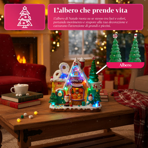 saint joy villaggio di natale animato northlight con luci led musica e albero rotante ean 8050043127457