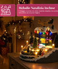 saint joy villaggio natalizio luminoso xmas town a batteria con luci led musica albero rotante trenino in movimento e slitta di babbo natale 27x25x34 cm ean 8050043127693