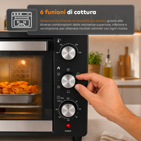 wintem forno elettrico da banco 45 litri ventilato con timer e doppio vetro 1800w con accessori ean 8056819078572