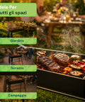 zendea barbecue a carbone e legna in acciaio con gambe alte braciere 74x38 cm e griglia 70x34 cm ad ampia superficie di cottura ean 8056819079531