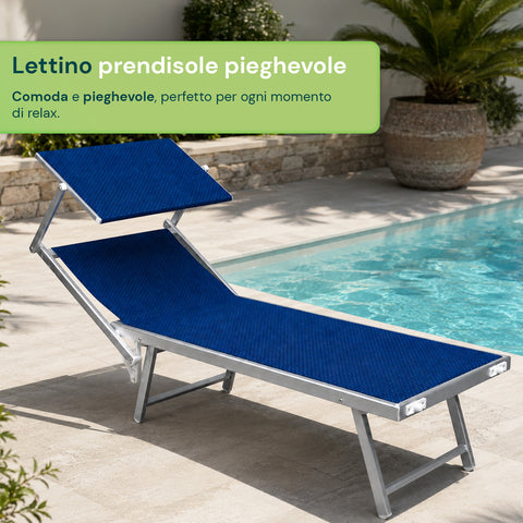 zendea lettino prendisole pieghevole in alluminio e textilene con tettuccio parasole 360 schienale reclinabile e portata 150kg ean 8056819032680
