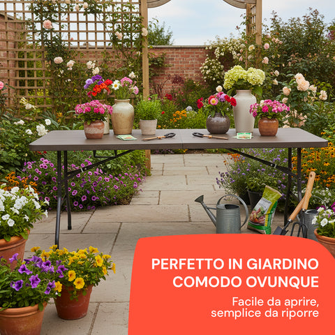 zendea tavolo pieghevole richiudibile a valigetta portatile effetto rattan in resina pp ean 8050030810614