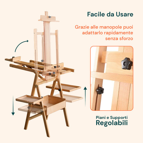 avilia cavalletto da pittore in faggio 122x44x40 cm con altezza regolabile ean 8052879010071