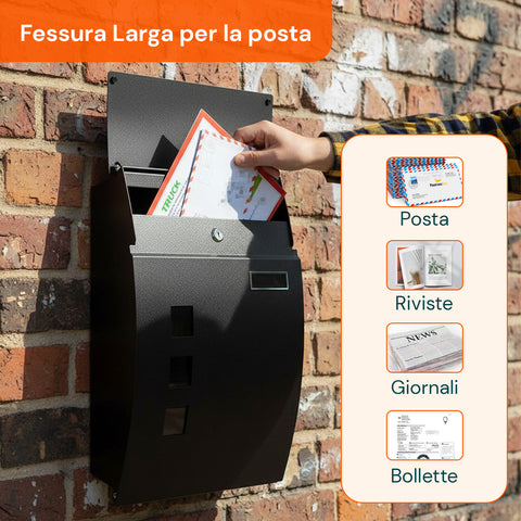 avilia home cassetta postale a muro moderna in acciaio inox con finestra nome e 2 chiavi ean 8052879011153