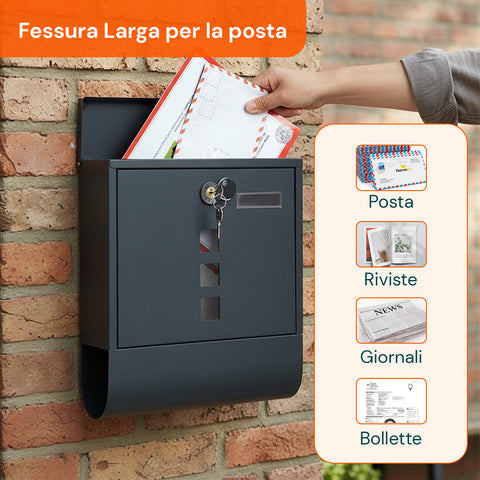 avilia home cassetta postale in acciaio inox con serratura e scomparto giornali ean 8052879011146