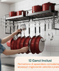 avilia home organizer da parete con 12 ganci per pentole coperchi e utensili set 2 ean 8052879011047