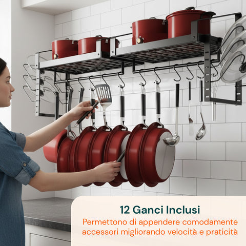 avilia home organizer da parete con 12 ganci per pentole coperchi e utensili set 2 ean 8052879011047